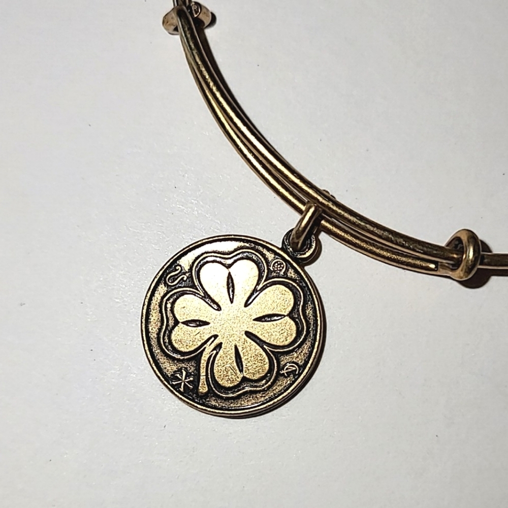 ALEX AND ANI FOUR LEAF CLOVER CHARM BANGLE BRACELET - 2015